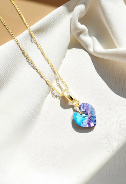 Collar Romance Gold 24k Cristal Genuino Vitral Light