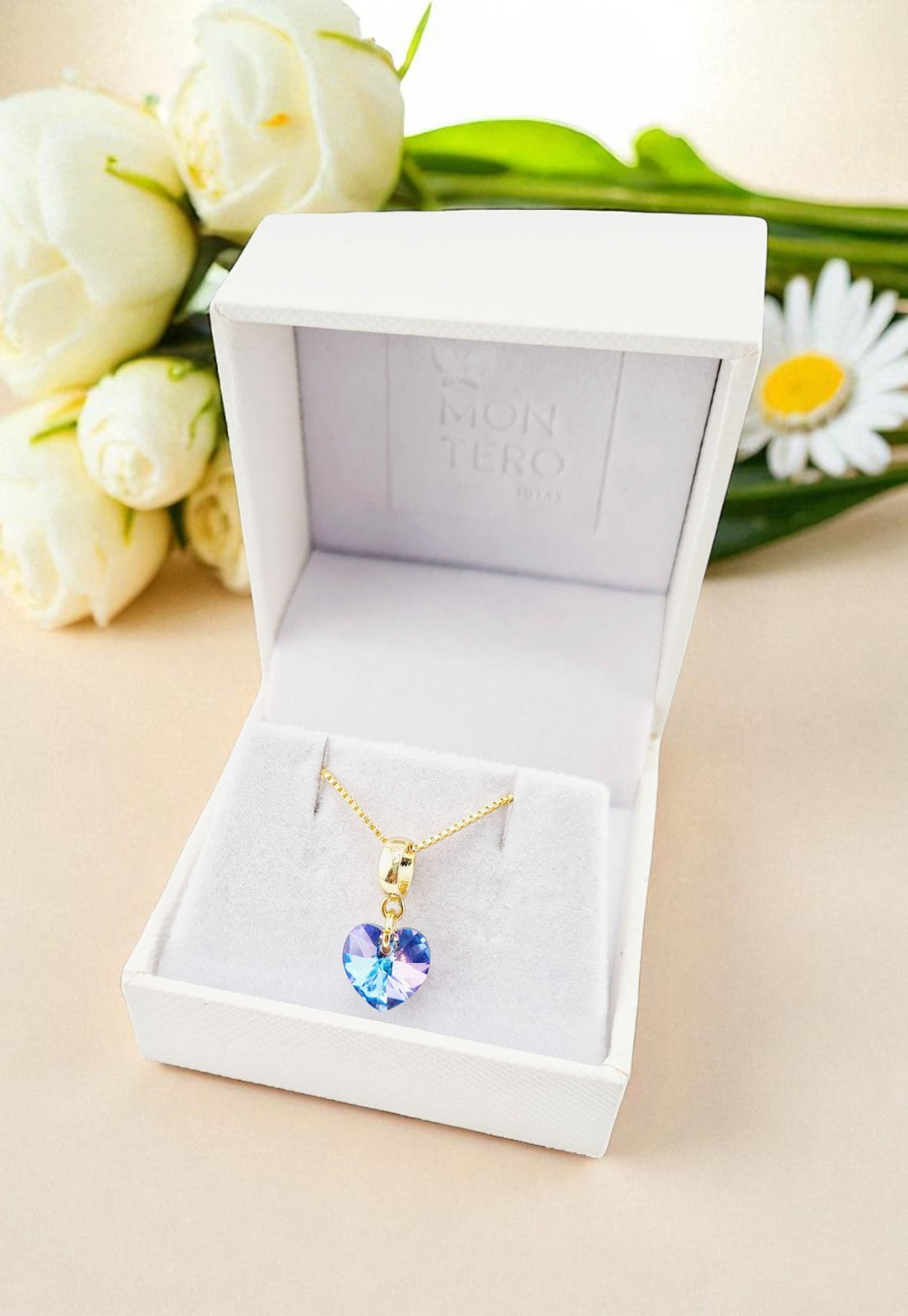 Collar Romance Gold 24k Cristal Genuino Vitral Light