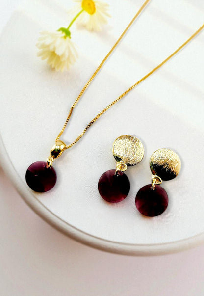 Conjunto Amelia Gold 24K  Cristal Genuino Amethyst