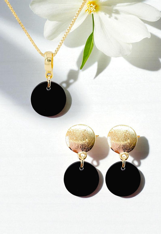 Conjunto Amelia Gold 24K Cristal Genuino Jet