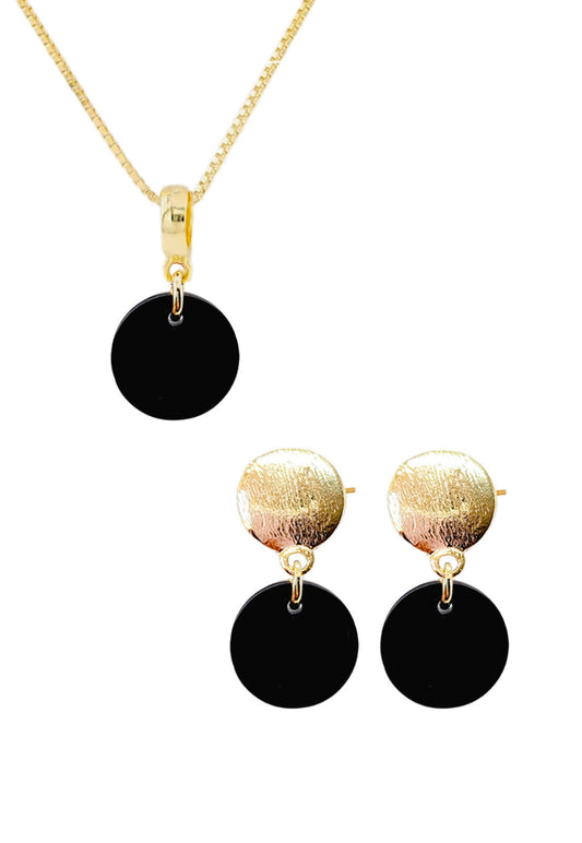 Conjunto Amelia Gold 24K Cristal Genuino Jet