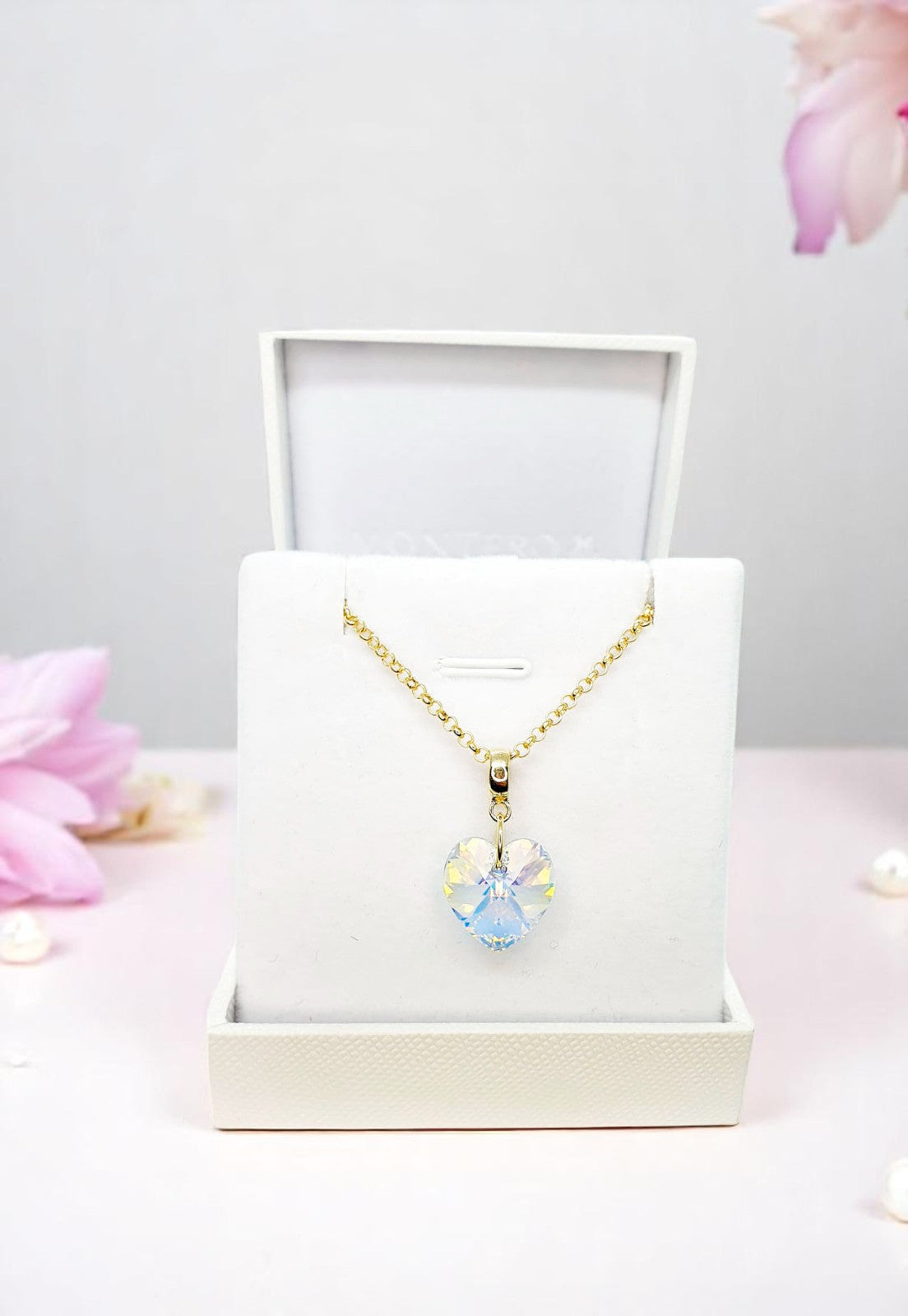 Collar Gran Romance Gold 24K Cristal Genuino Aurora Boreal