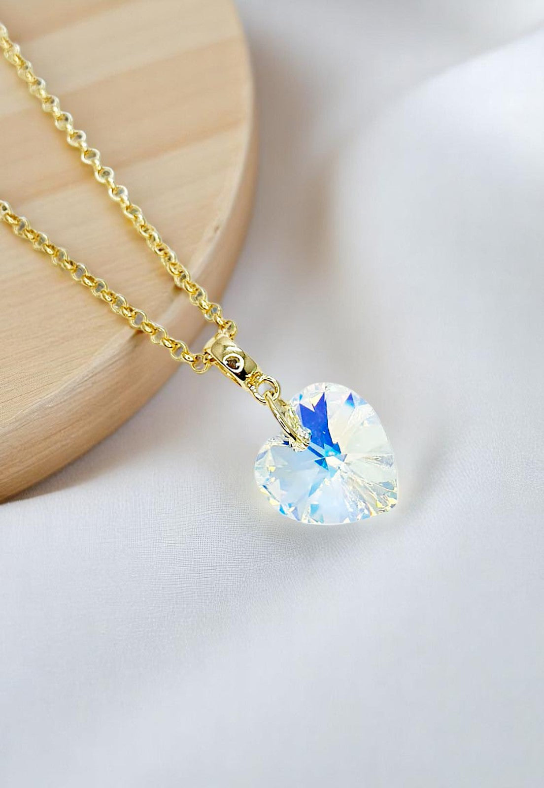 Collar Gran Romance Gold 24K Cristal Genuino Aurora Boreal