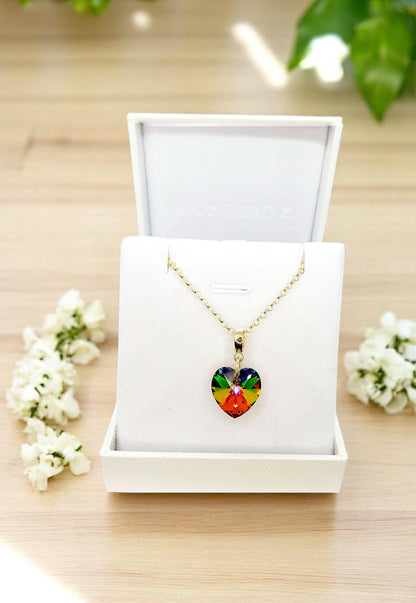 Collar Gran Romance Gold 24K Cristal Genuino Vitral Medium