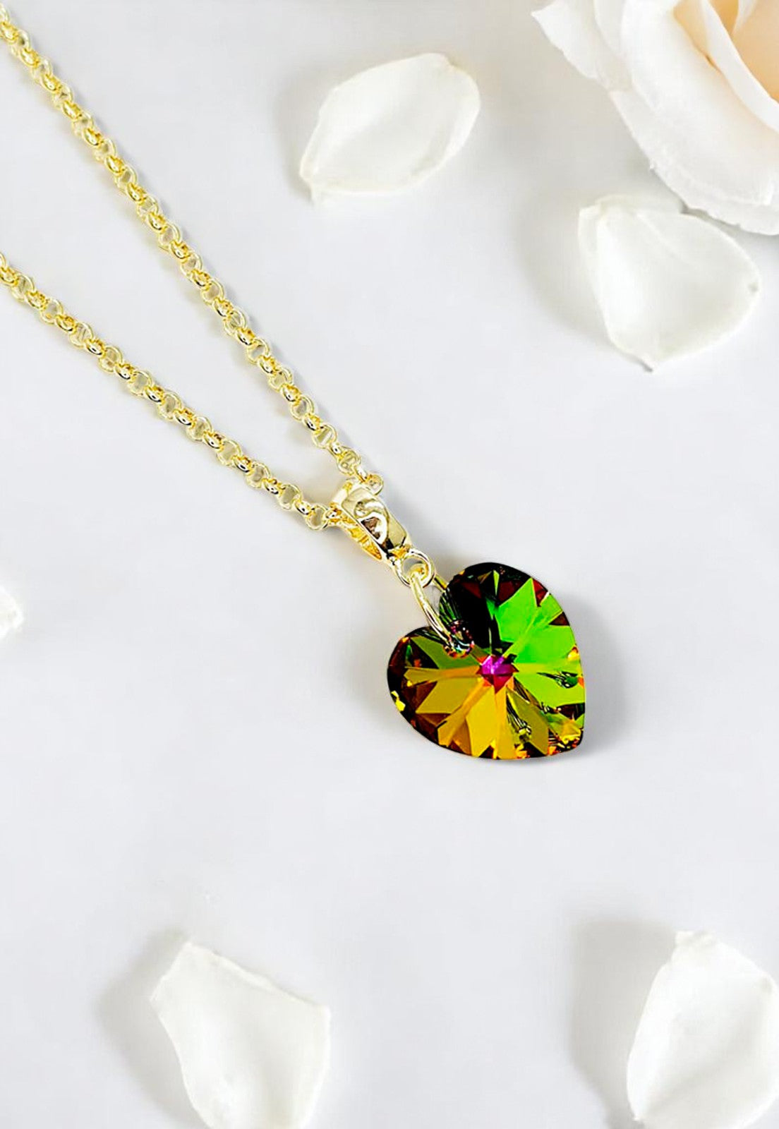 Collar Gran Romance Gold 24K Cristal Genuino Vitral Medium