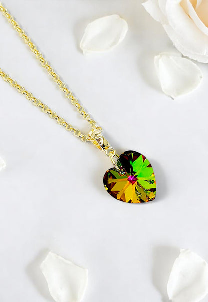 Collar Gran Romance Gold 24K Cristal Genuino Vitral Medium