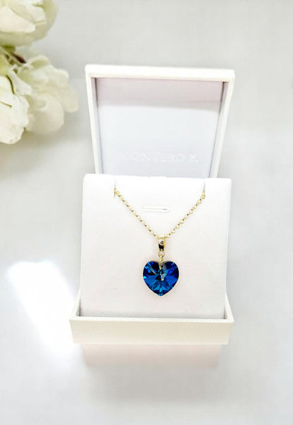 Collar Gran Romance Gold 24k Cristal Swarovski® Bermuda Blue