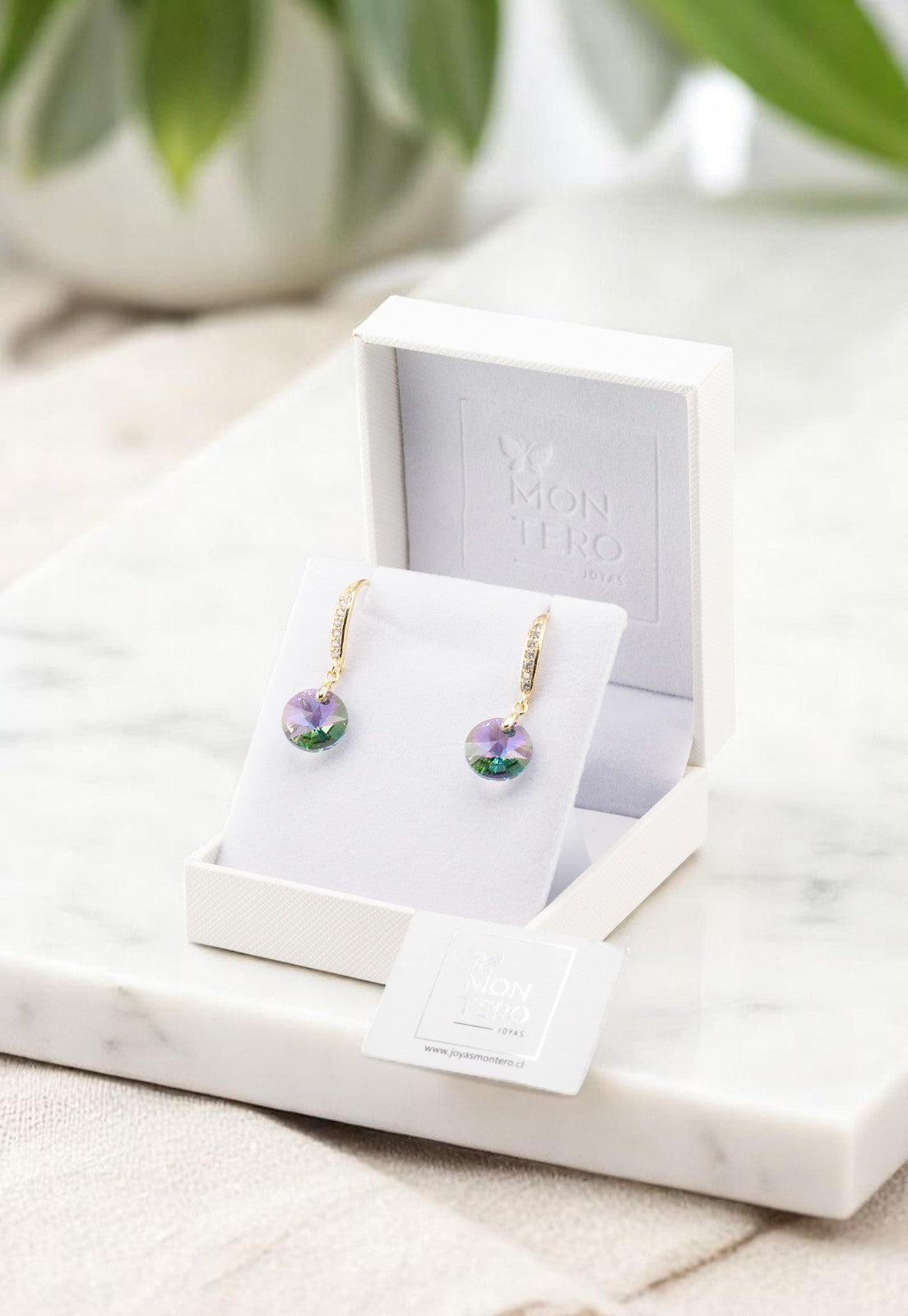 Aros Aurora Gold 24K Cristal Genuino Paradise Shinne