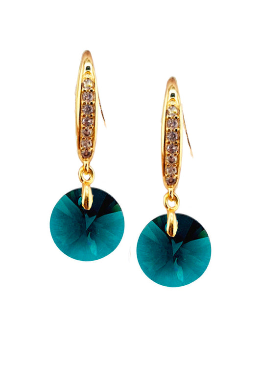 Aros Aurora Gold 24K Cristal Swarovski® Emerald