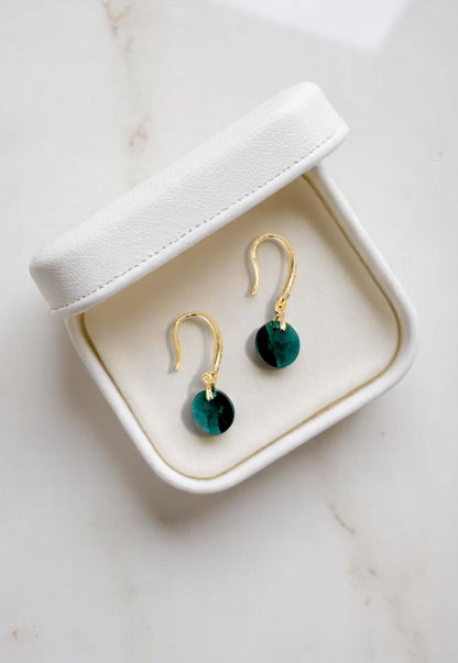 Aros Aurora Gold 24K Cristal Genuino Emerald