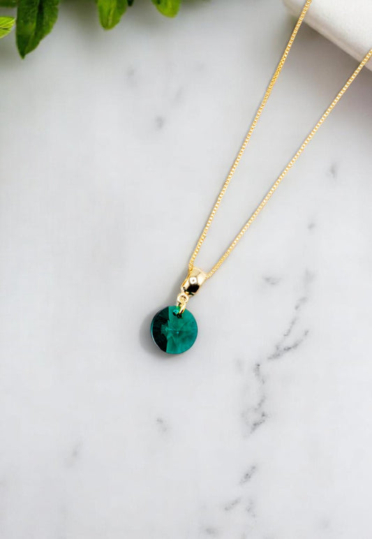 Collar Aurora Gold 24K Cristal Genuino Emerald
