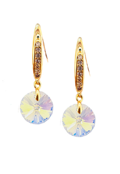 Aros Aurora Gold 24K Cristal Genuino Aurora Boreal