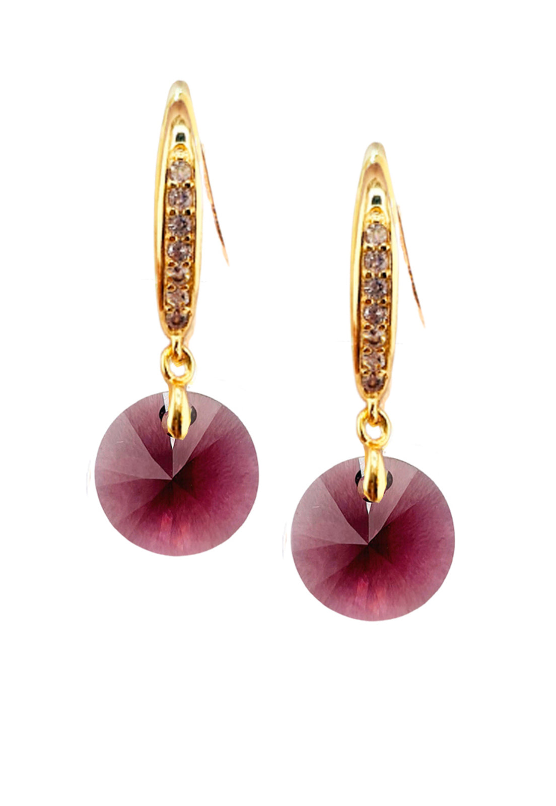 Aros Aurora Gold 24K Cristal Swarovski® Amatista