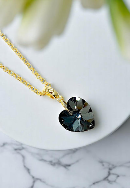 Collar Gran Romance Gold 24K Cristal Genuino Silver Night