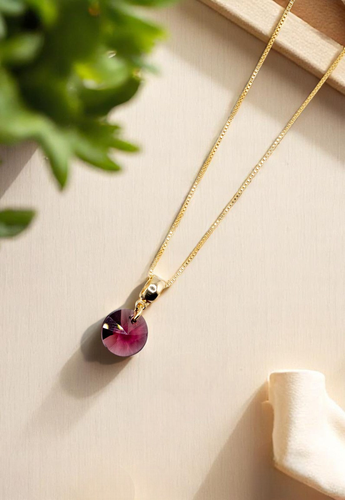 Collar Aurora Gold 24K Cristal Genuino Amathyste