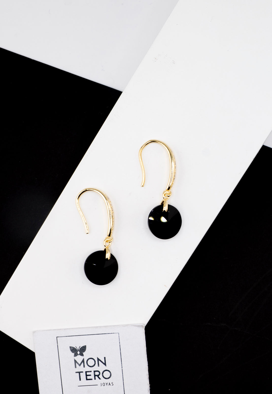 Aros Aurora Gold 24K Cristal Genuino Jet