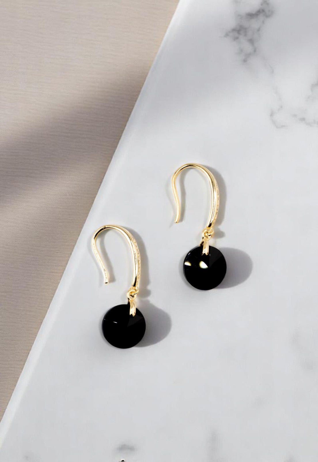 Aros Aurora Gold 24K Cristal Genuino Jet