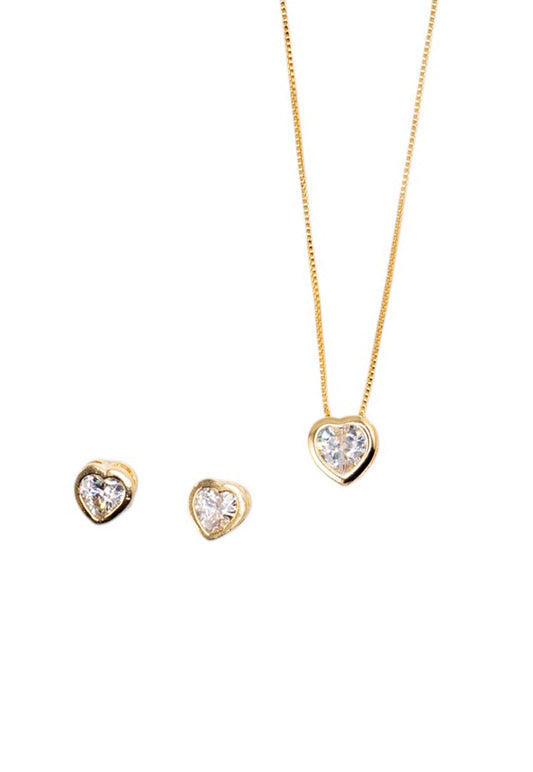 Conjunto Vanesa Gold Baño de Oro 24k Circon Blanco