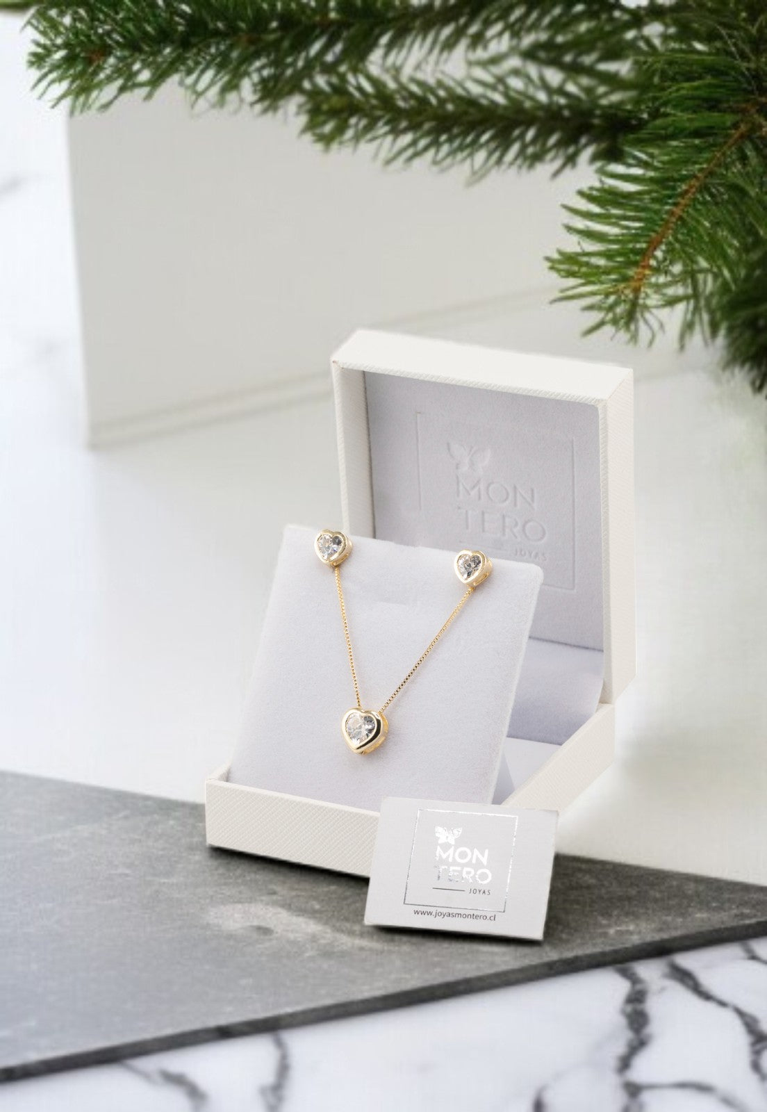 Conjunto Vanesa Gold Baño de Oro 24k Circon Blanco