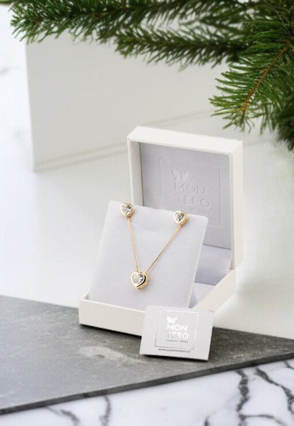 Conjunto Vanesa Gold Baño de Oro 24k Circon Blanco