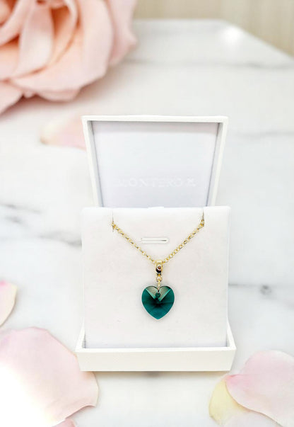 Collar Gran Romance Gold 24K Cristal Genuino Emerald