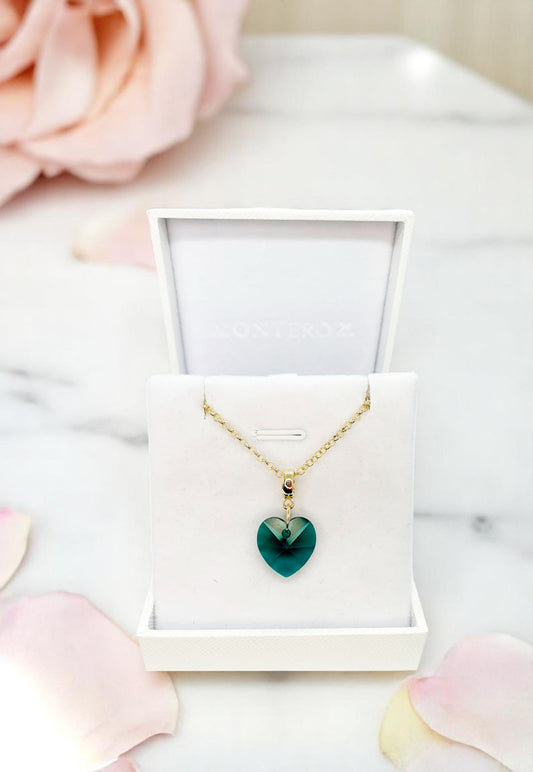 Collar Gran Romance Gold 24K Cristal Genuino Emerald