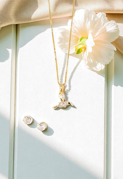 Conjunto Eternidad Gold Baño de Oro 24k Microcircon