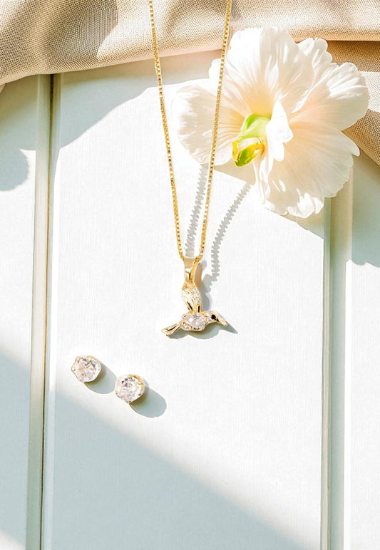 Conjunto Eternidad Gold Baño de Oro 24k Microcircon