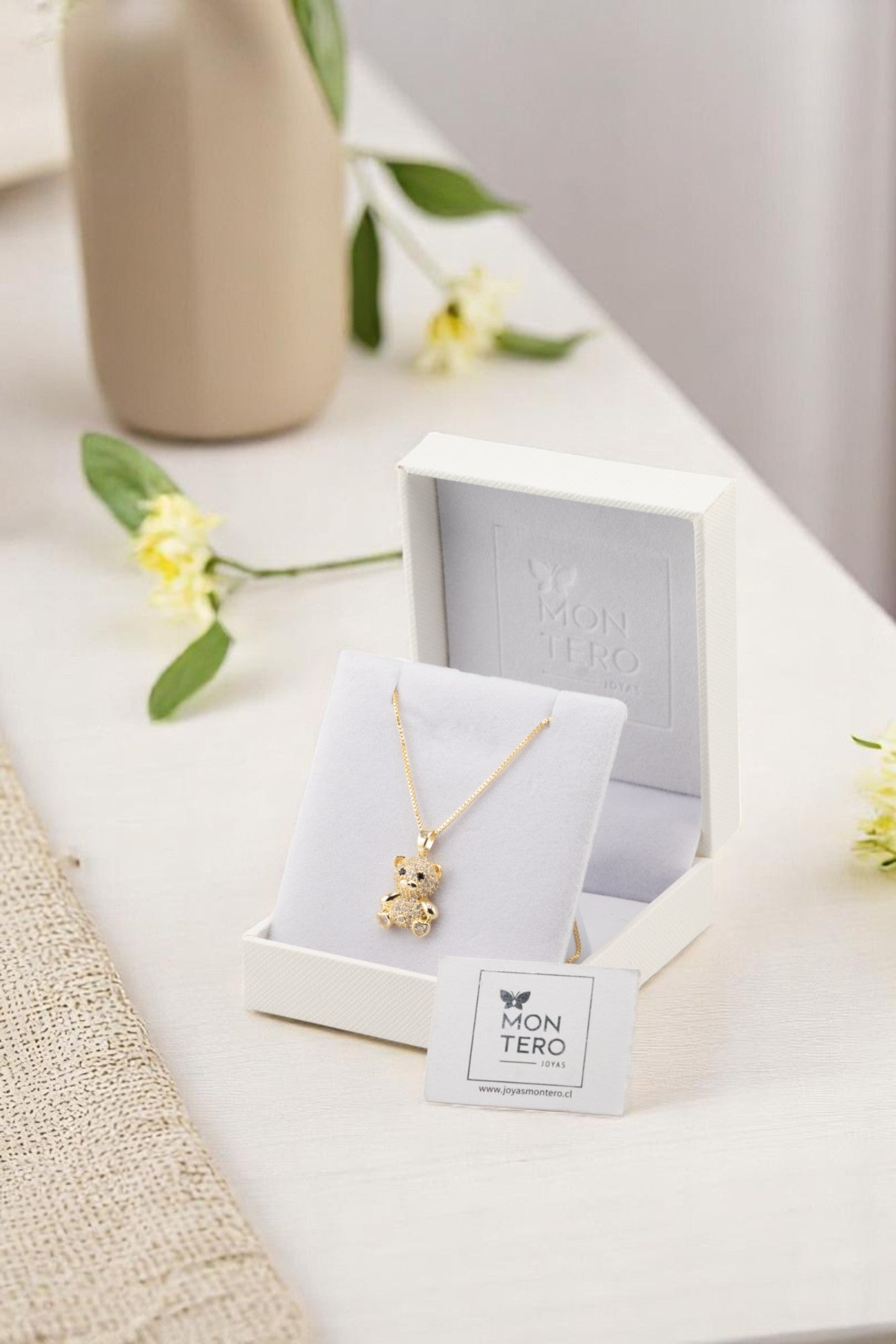 Collar Teddy Gold Baño de Oro 24k Microcircon