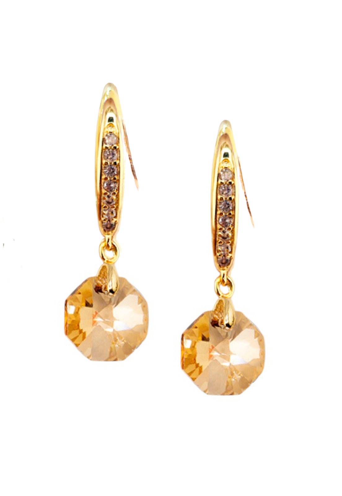 Aros Lucia 24k Cristal Genuino Golden Shadow