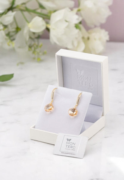 Aros Lucia 24k Cristal Genuino Golden Shadow