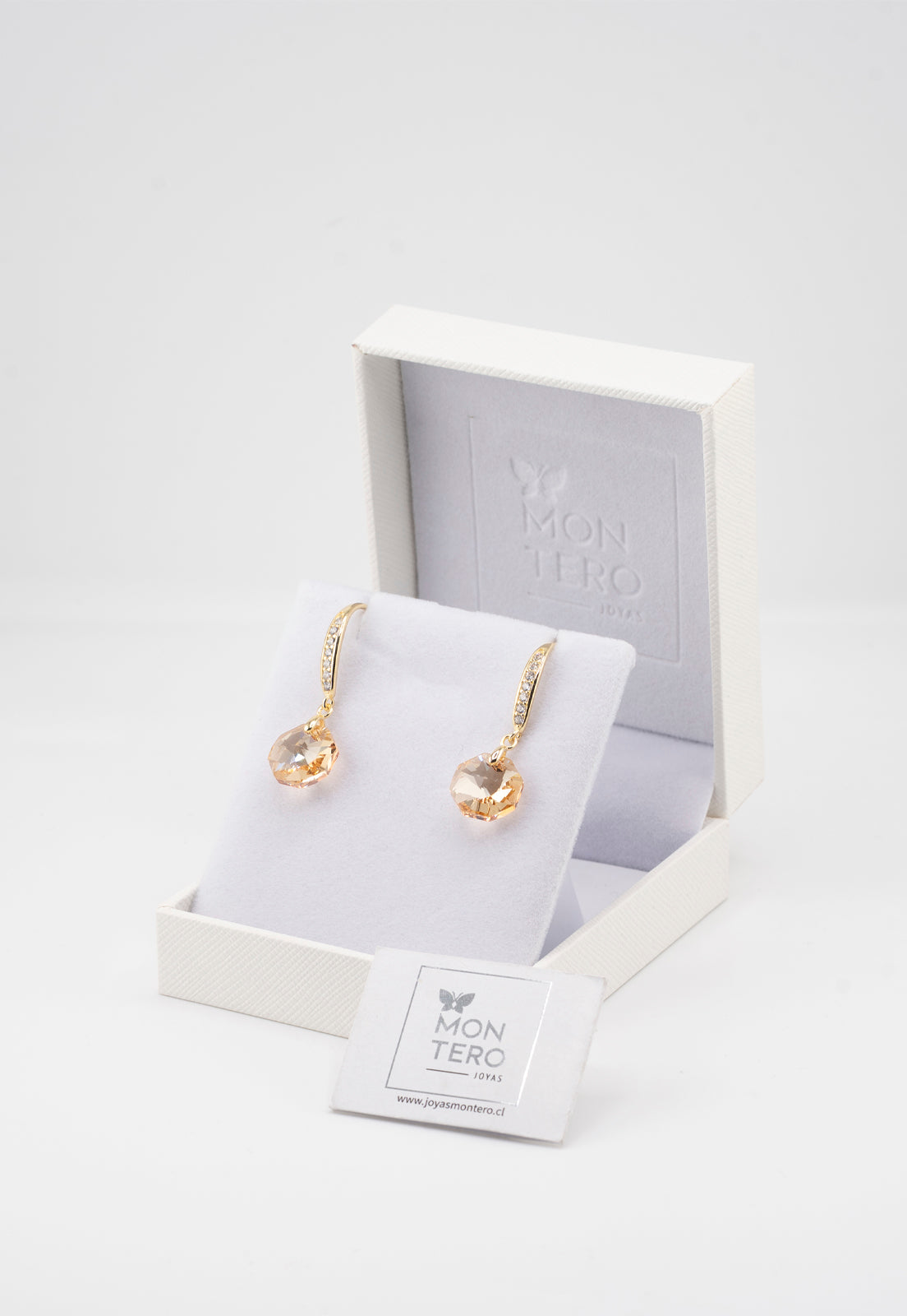 Aros Lucia 24k Cristal Genuino Golden Shadow