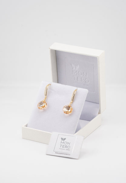 Aros Lucia 24k Cristal Genuino Golden Shadow