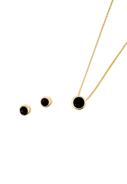 Conjunto Luciana Black Gold Baño de Oro 24k Circon Negro