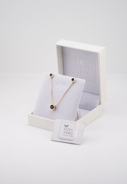 Conjunto Luciana Black Gold Baño de Oro 24k Circon Negro