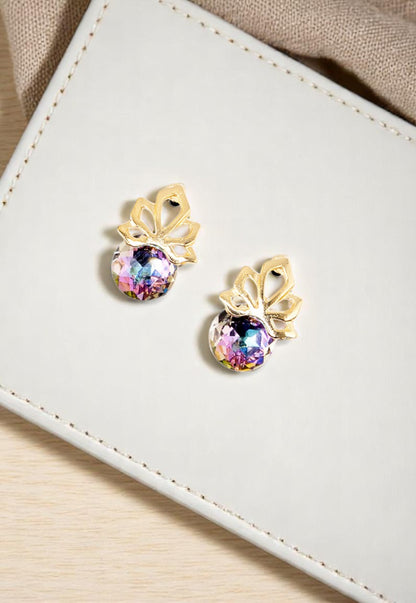 Aros Bali Gold 24K Cristal Genuino Vitral Light