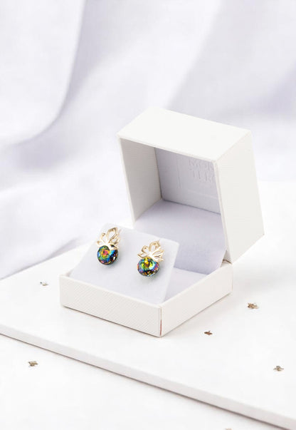 Aros Bali Gold 24K Cristal Genuino Vitral Medium