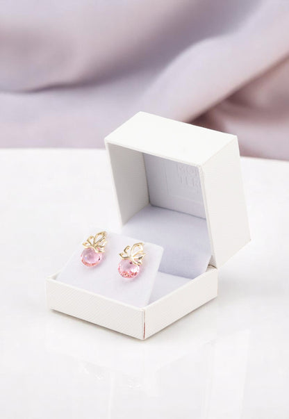 Aros Bali Gold 24K Cristal Genuino Light Rose