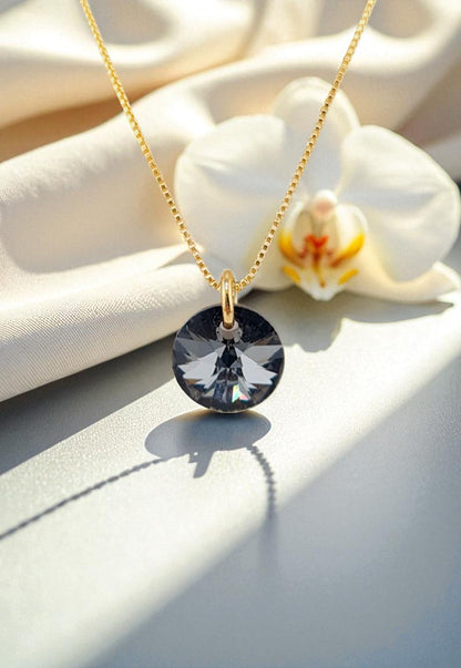 Collar Punto de Luz Gold 24K Cristal Genuino Silver Night