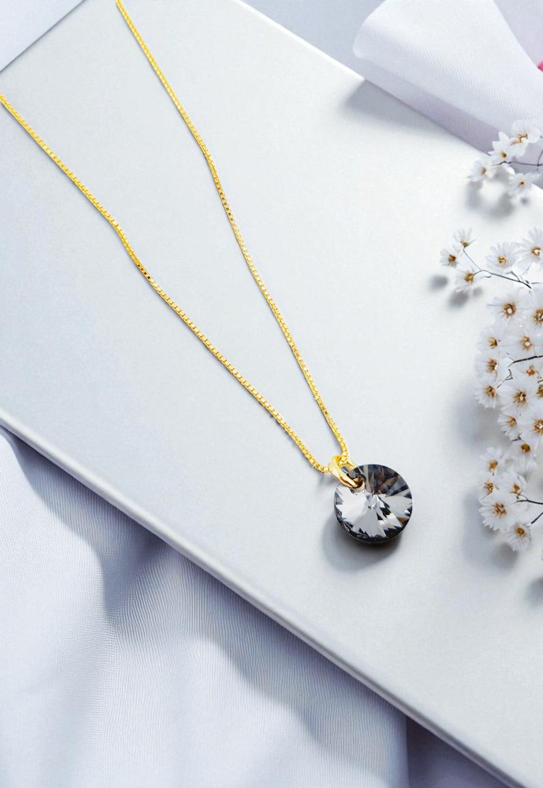 Collar Punto de Luz Gold 24K Cristal Genuino Silver Night