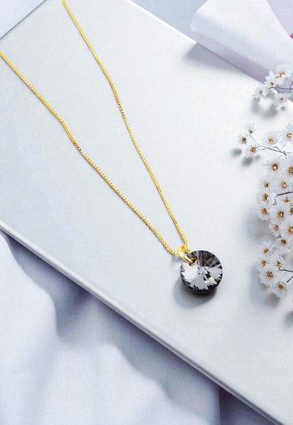 Collar Punto de Luz Gold 24K Cristal Genuino Silver Night