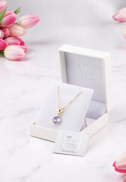 Collar Bali Gold 24k Cristal Genuino Vitral Light