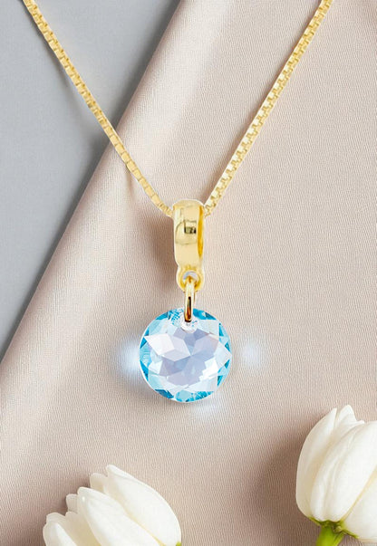 Collar Bali Gold 24k Cristal Genuino Aquamarine