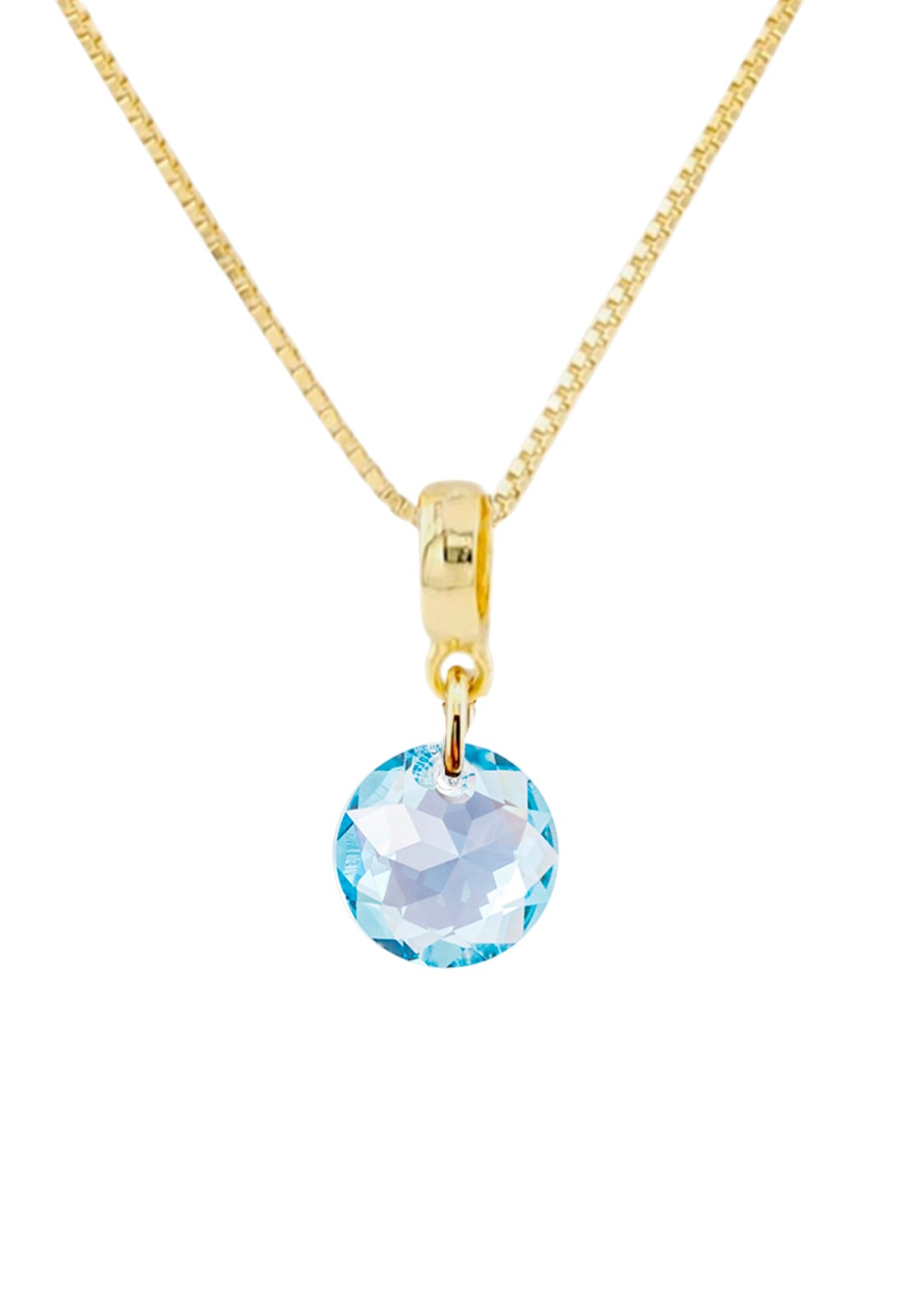 Collar Bali Gold 24k Cristal Genuino Aquamarine