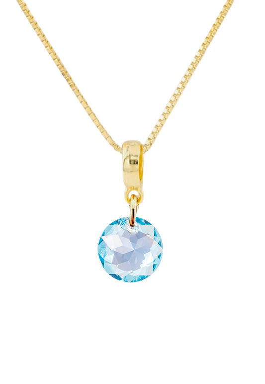 Collar Bali Gold 24k Cristal Genuino Aquamarine