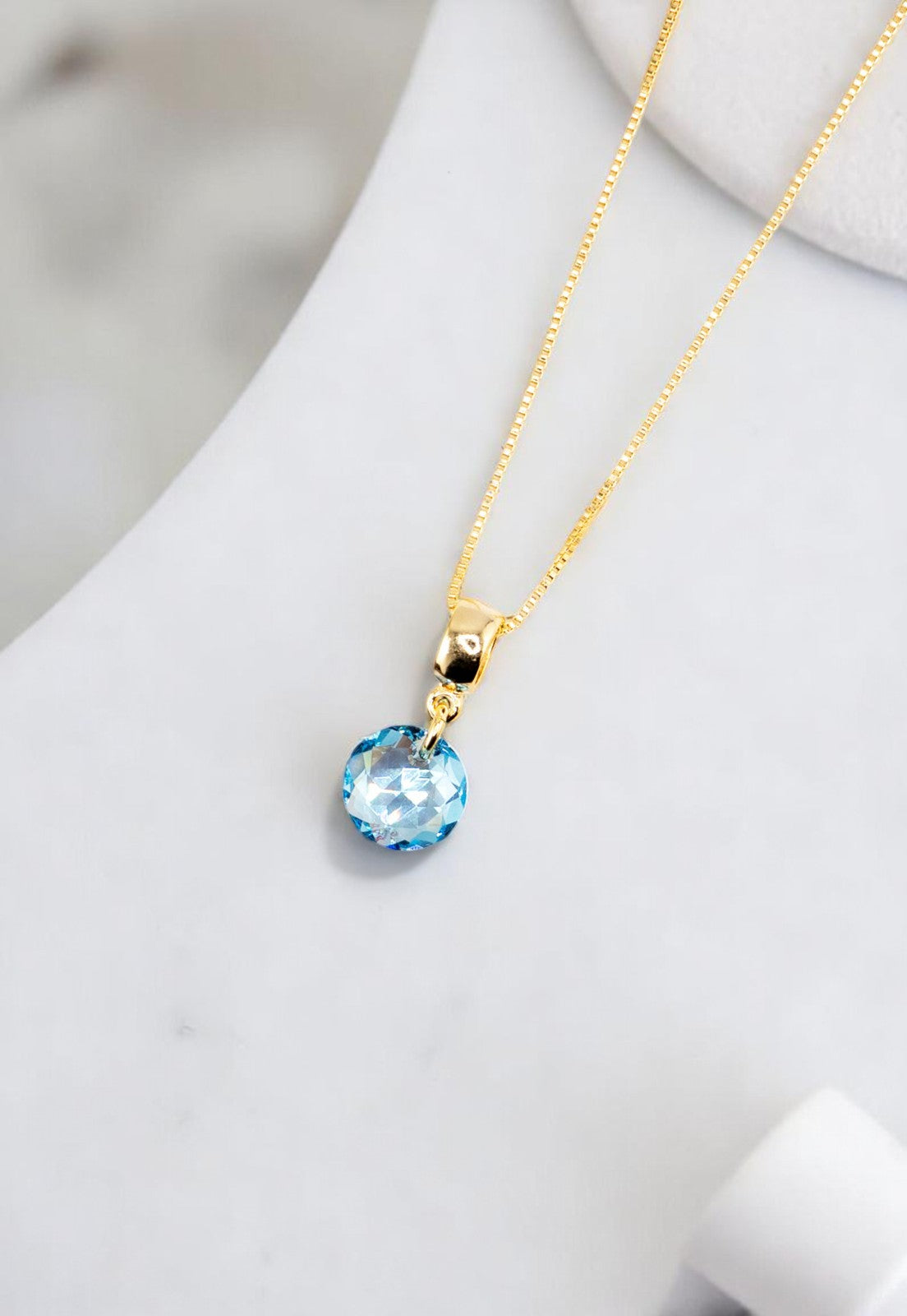 Collar Bali Gold 24k Cristal Genuino Aquamarine