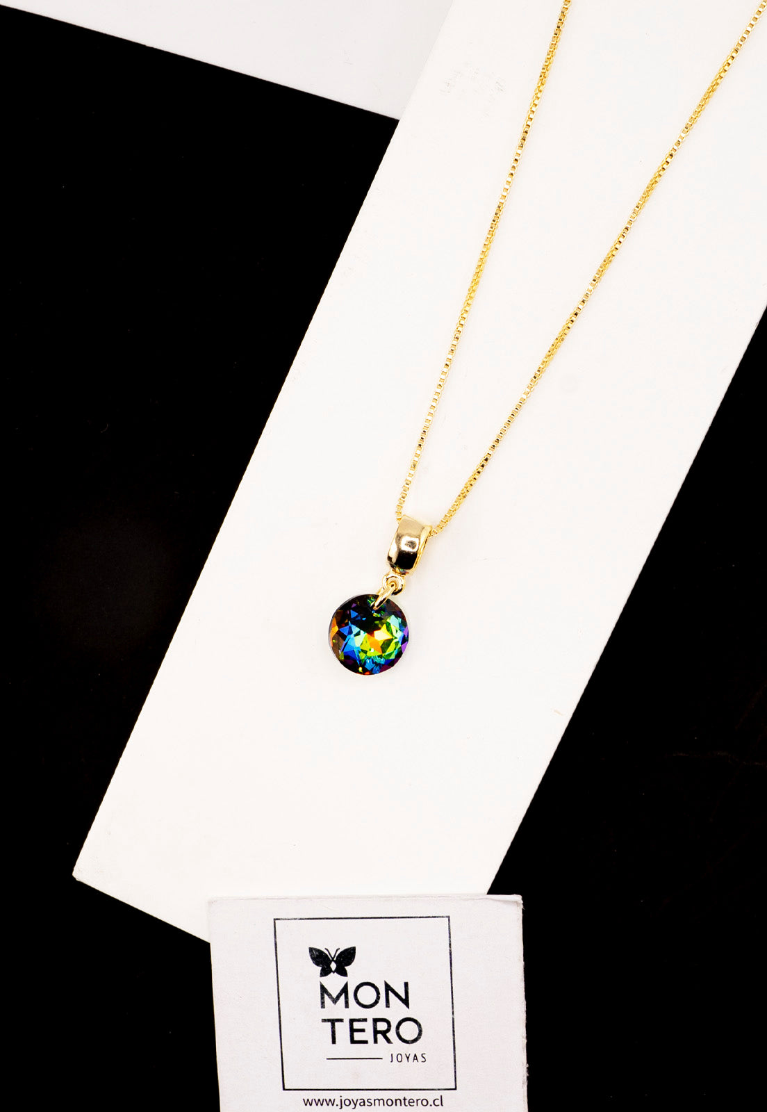 Collar Bali Gold 24k Cristal Genuino Vitral Medium