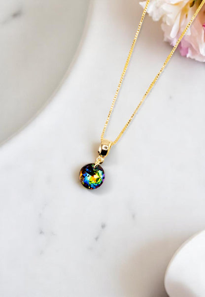 Collar Bali Gold 24k Cristal Genuino Vitral Medium