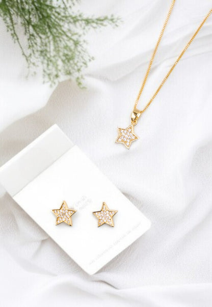 Conjunto Estelar Gold Baño de Oro 24k Microcircones