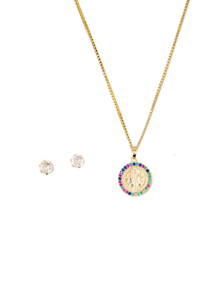 Conjunto San Benito Colores Gold 24K Microcircones